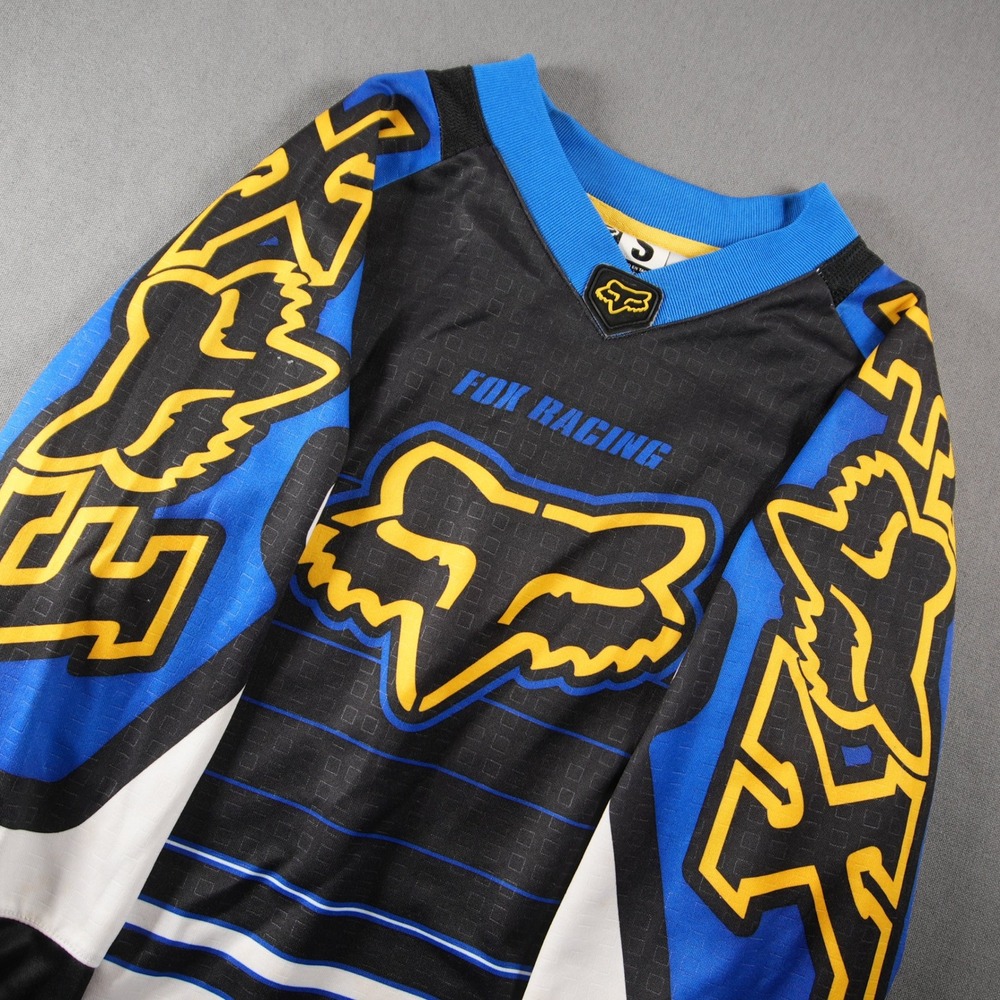 Fox Racing Advanced Motocross Men Jersey S Performance Y2K Blue Yellow Bike